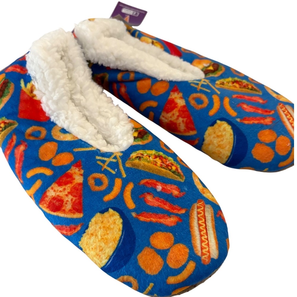 Iscream Junk Food Slippers Womens Adult Large 9-10 Pizza Burger‎ Taco Fries